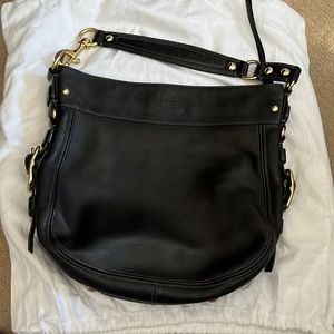 Coach black leather over the shoulder purse